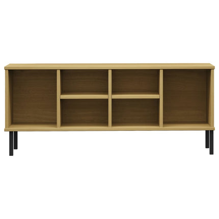 Skohylla med metallben OSLO brun 106x35x45 cm massivt trä
