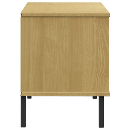 Skohylla med metallben OSLO brun 106x35x45 cm massivt trä