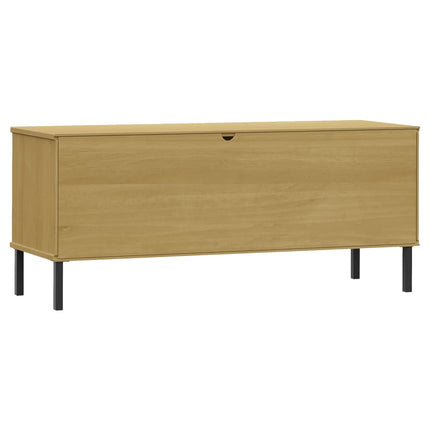 Skohylla med metallben OSLO brun 106x35x45 cm massivt trä