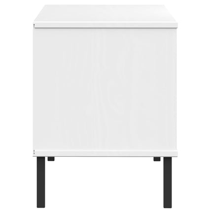 Skohylla med metallben OSLO vit 106x35x45 cm massivt trä
