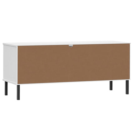 Skohylla med metallben OSLO vit 106x35x45 cm massivt trä