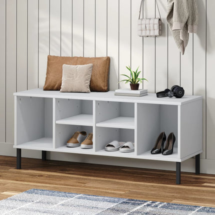 Skohylla med metallben OSLO vit 106x35x45 cm massivt trä