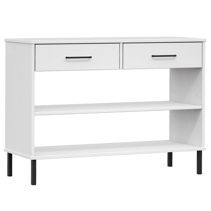 Konsolbord med metallben OSLO vit massiv furu