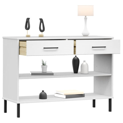 Konsolbord med metallben OSLO vit massiv furu