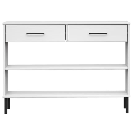 Konsolbord med metallben OSLO vit massiv furu