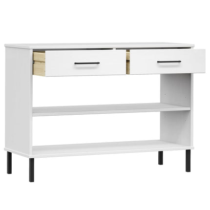 Konsolbord med metallben OSLO vit massiv furu