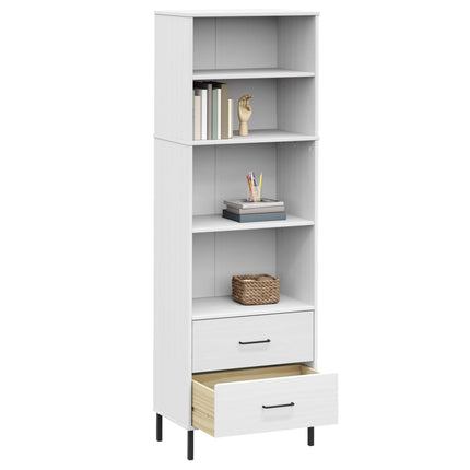 Bokhylla med 2 lådor OSLO vit 60x35x180 cm massivt trä