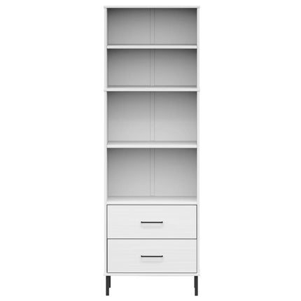 Bokhylla med 2 lådor OSLO vit 60x35x180 cm massivt trä