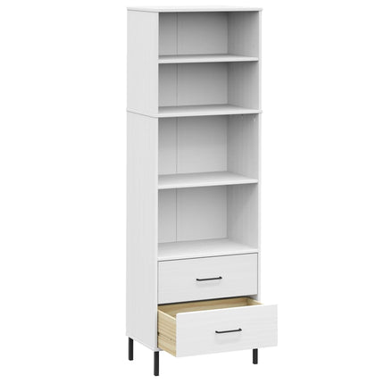 Bokhylla med 2 lådor OSLO vit 60x35x180 cm massivt trä