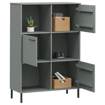 Bokhylla med metallben OSLO grå 90x35x128,5 cm massivt trä