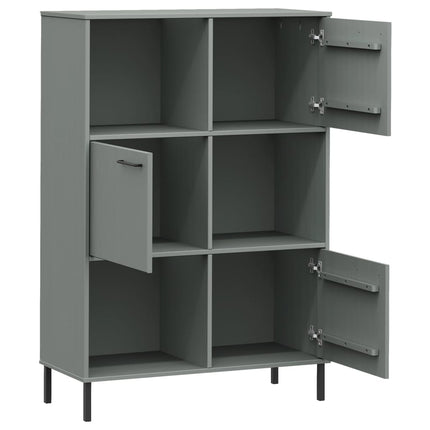 Bokhylla med metallben OSLO grå 90x35x128,5 cm massivt trä
