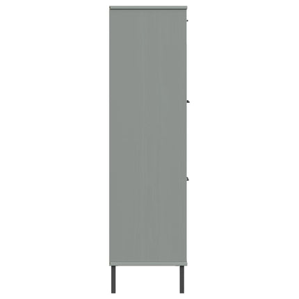Bokhylla med metallben OSLO grå 90x35x128,5 cm massivt trä