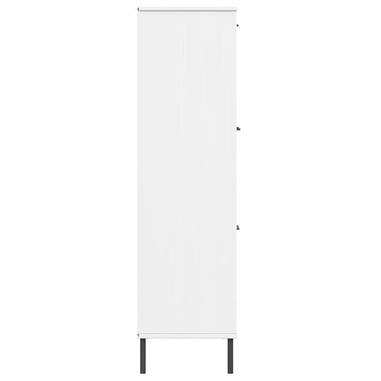 Bokhylla med metallben OSLO vit 90x35x128,5 cm massivt trä