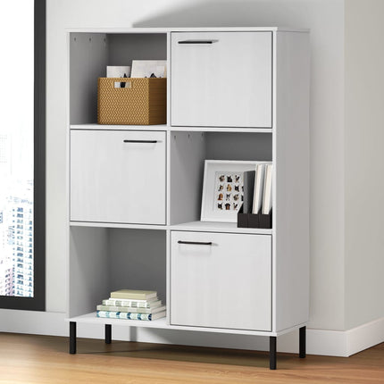 Bokhylla med metallben OSLO vit 90x35x128,5 cm massivt trä