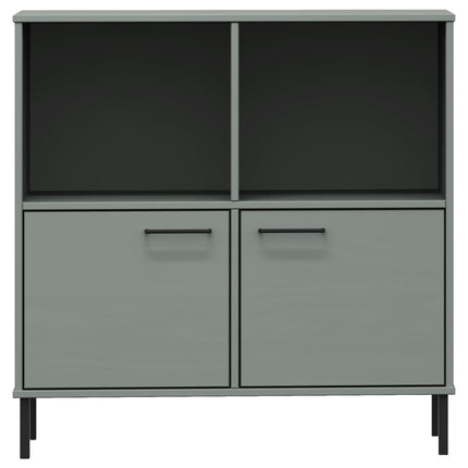 Bokhylla med metallben OSLO grå 90x35x90,5 cm massivt trä