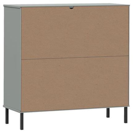 Bokhylla med metallben OSLO grå 90x35x90,5 cm massivt trä