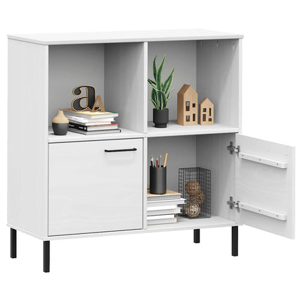 Bokhylla med metallben OSLO vit 90x35x90,5 cm massivt trä