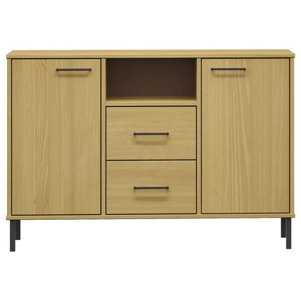 Skänk med metallben OSLO brun 113x40x77 cm massivt trä