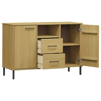 Skänk med metallben OSLO brun 113x40x77 cm massivt trä