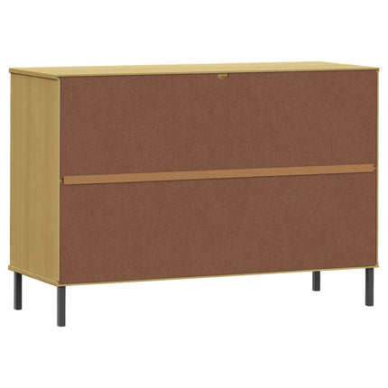 Skänk med metallben OSLO brun 113x40x77 cm massivt trä
