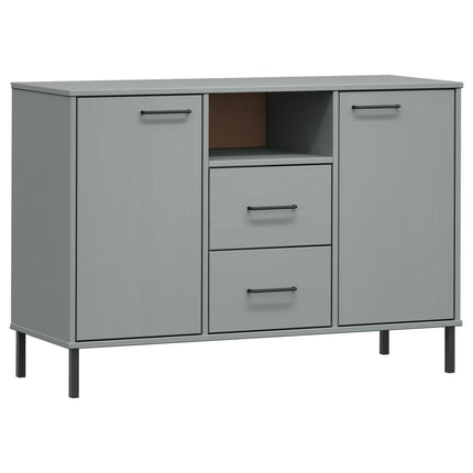Skänk med metallben OSLO grå 113x40x77 cm massivt trä