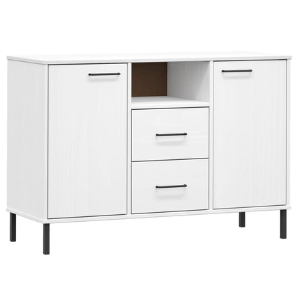 Skänk med metallben OSLO vit 113x40x77 cm massivt trä