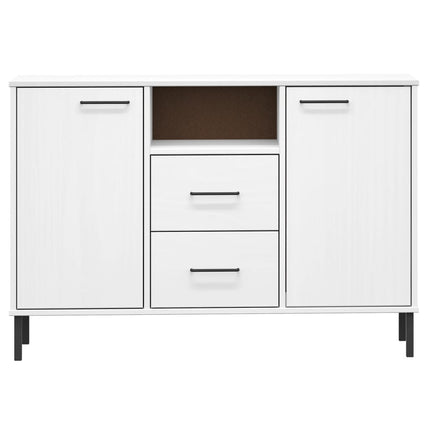 Skänk med metallben OSLO vit 113x40x77 cm massivt trä