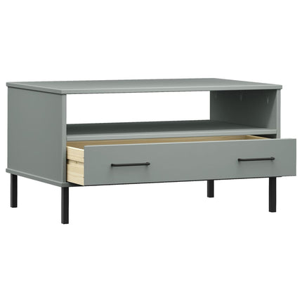 Soffbord med metallben OSLO grå 85x50x45 cm massivt trä