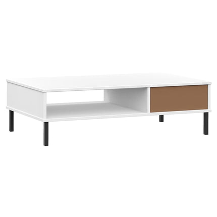 Soffbord med metallben OSLO vit massiv furu