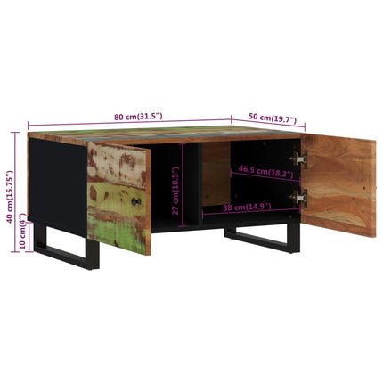 Soffbord 80x50x40 cm massivt återvunnet och konstruerat trä