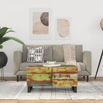 Soffbord 80x50x40 cm massivt återvunnet och konstruerat trä