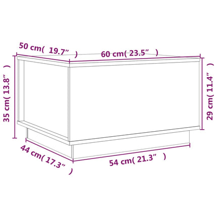 Soffbord grå 60x50x35 cm massivt furu