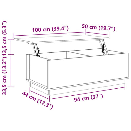 Soffbord grå 100x50x35 cm massiv furu