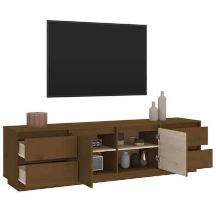 Tv-bänk honungsbrun 176x37x47,5 cm massiv furu
