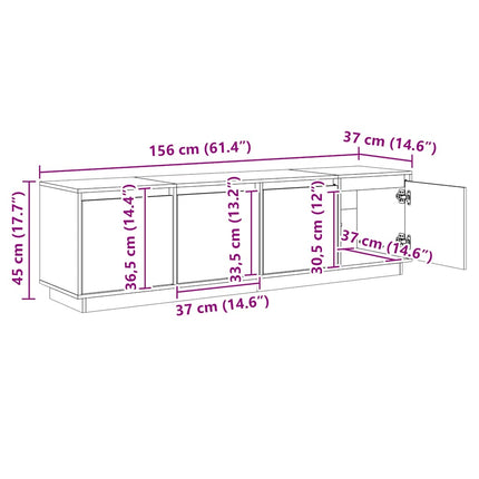 Tv-bänk vit 156x37x45 cm massiv furu