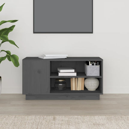 Tv-bänk grå 80x35x40,5 cm massiv furu