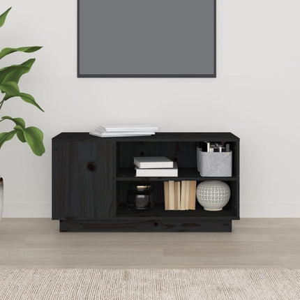 Tv-bänk svart 80x35x40,5 cm massiv furu