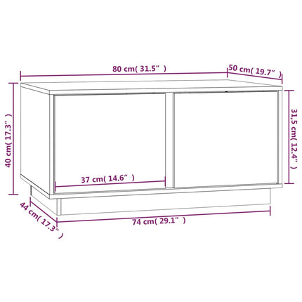 Soffbord vit 80x50x40 cm massivt furu