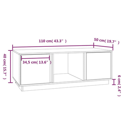 Soffbord vit 110x50x40 cm massiv furu