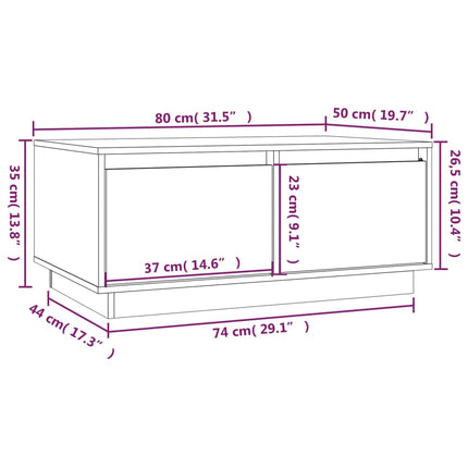 Soffbord svart 80x50x35 cm massivt furu