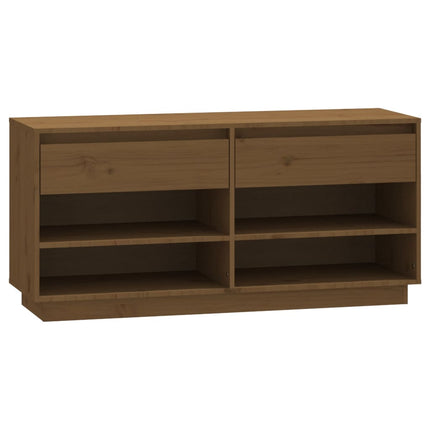 Skoskåp honungsbrun 110x34x52 cm massiv furu