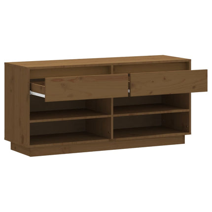 Skoskåp honungsbrun 110x34x52 cm massiv furu