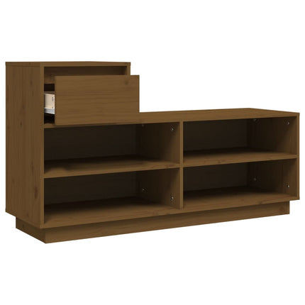 Skoskåp honungsbrun 110x34x61 cm massiv furu