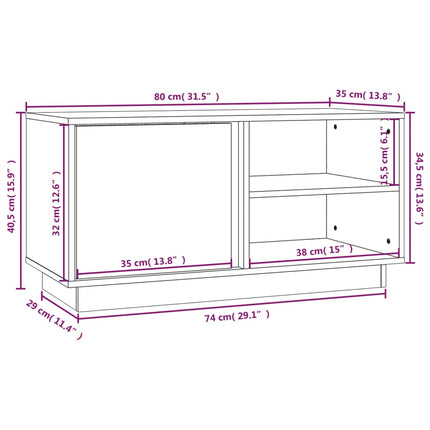 Tv-bänk honungsbrun 80x35x40,5 cm massiv furu