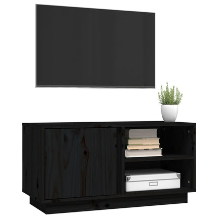 Tv-bänk svart 80x35x40,5 cm massiv furu