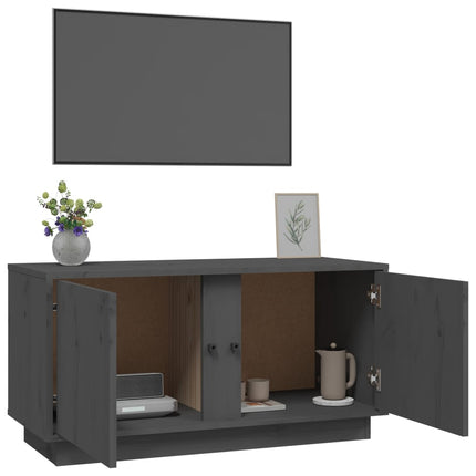 Tv-bänk grå 80x35x40,5 cm massiv furu