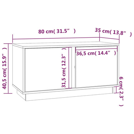 Tv-bänk grå 80x35x40,5 cm massiv furu