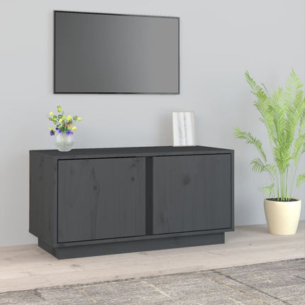 Tv-bänk grå 80x35x40,5 cm massiv furu