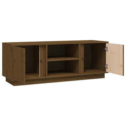 Tv-bänk honungsbrun 110x35x40,5 cm massiv furu