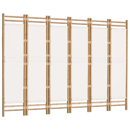 Rumsavdelare 6 paneler hopfällbar 240 cm bambu och kanvas